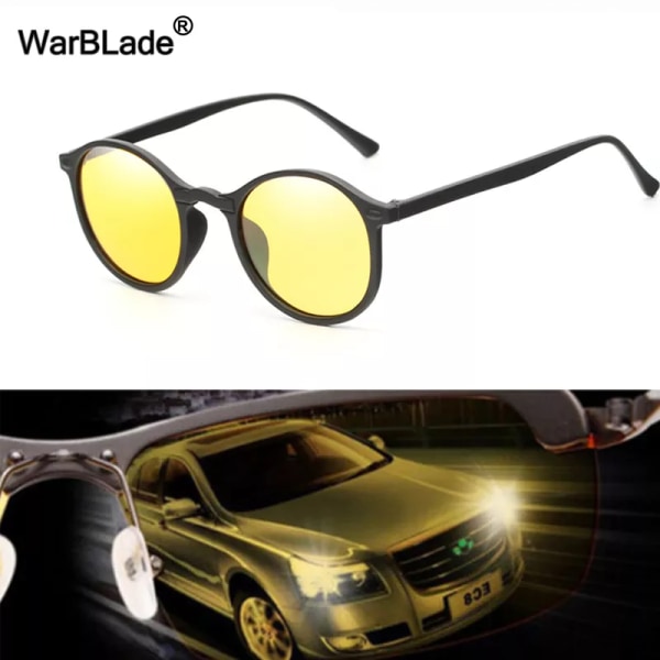 WarBLade Kvinnor Män Polariserade Solglasögon Runda Små Night Vision Solglasögon Antireflex Nattkörningsglasögon UV400 Glasögon Gafas night vision