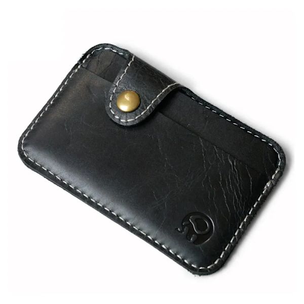 Retro läderkredit Business Minikortplånbok 2023 Bekväm man Kvinnor Smart Wallet Visitkortshållare Kontantplånbok Case Blue