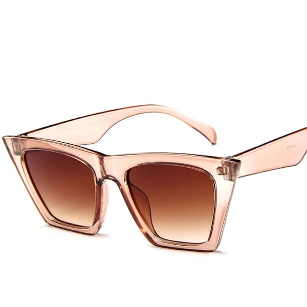 HKNA Mode Cat Eye Solglasögon Dam Gradient Vintage Glasögon Dam/Män Retro Cat Eye Solglasögon Gafas De Sol Mujer UV400 ChampagneTea Free Cloth