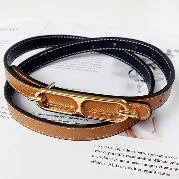 DINISITON Dambälte Äkta läder Damer Tunna Bälten Mode Lyxmärke Högkvalitativa kvinnliga jeans Vindjacka Midjeband XY1272-Coffee 115cm