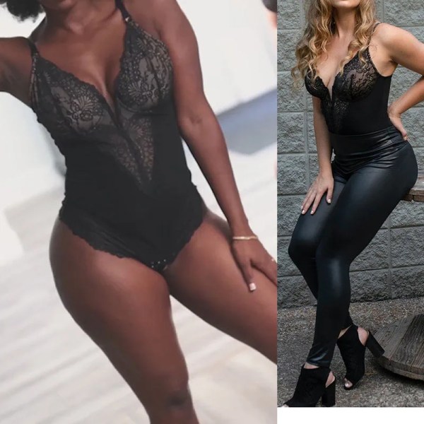 GUUDIA Silky Touch Layer Body 2 Layers Shapewear Öppen gren Jumpsuit Mjuk Slät Body Shaper Sexiga spetsbody dark coffee XXL