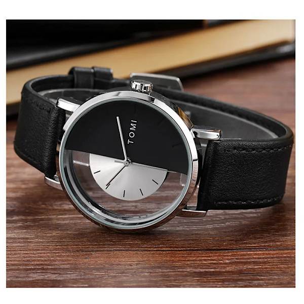 Enkla klockor för män Toppmärke 2023 Mode Quartz Armbandsur Dam Creative Halv Transparent Urtavla Unisex Armband reloj hombr 758 Gray