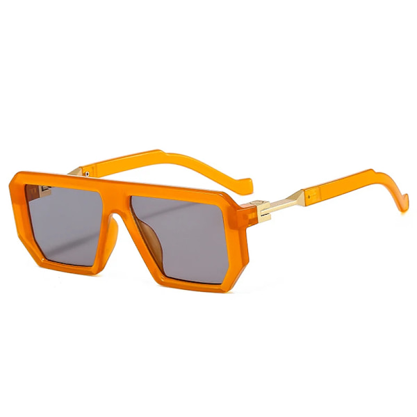 SO&EI Retro Polygon Fyrkantiga Solglasögon Kvinnor Mode Jelly Färg Glasögon Skärmar UV400 Märkesdesigner Män Trendiga Solglasögon Orange light gray As the picture