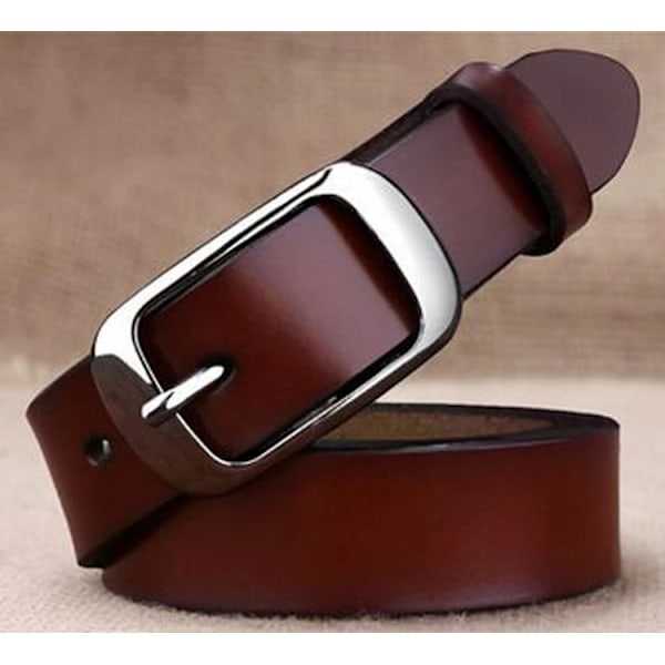 MEDYLA Dambälte Äkta läder Mode Retrobälten Högkvalitativt lyxmärke Dam Alloy Spänne Casual Jeansbälte L01 redcoffee 115CM