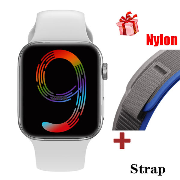 IWO Series 9 Smart Watch I9 Pro Max Trådlös laddning Bluetooth -samtal Sport Sömnpuls Män Kvinna Smartwatch För Apple-telefon White A Blue Gray With Original Box