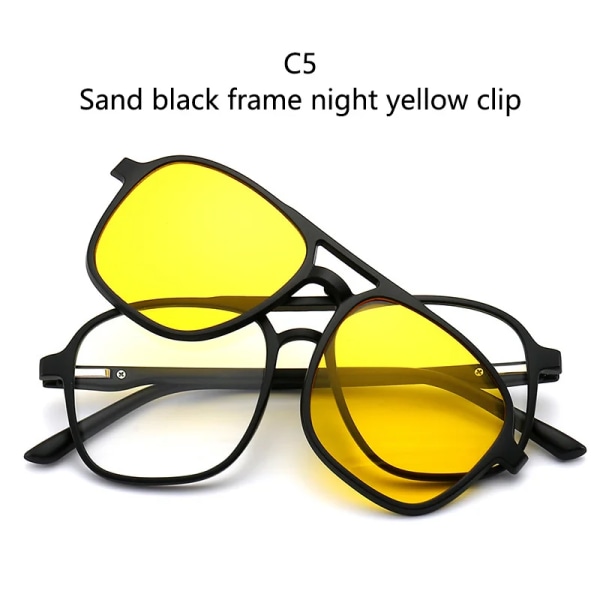 6 i 1 polariserade solglasögon män kvinnor magnetiska klämmor på glasögon TR90 optiska receptbelagda glasögonbågar Magnetklämmor 2333 2333A C5 SHOW AS PICTURE
