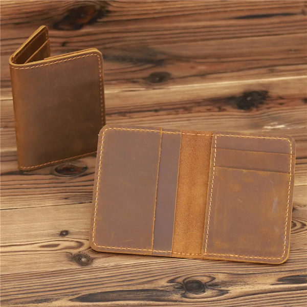 Plånbok för män Korthållare Läder Minimalistisk Personlig Liten Tunn Plånbok Smal Mini Kreditkort Bank ID Kort Hållare Plånbok Yellow Brown