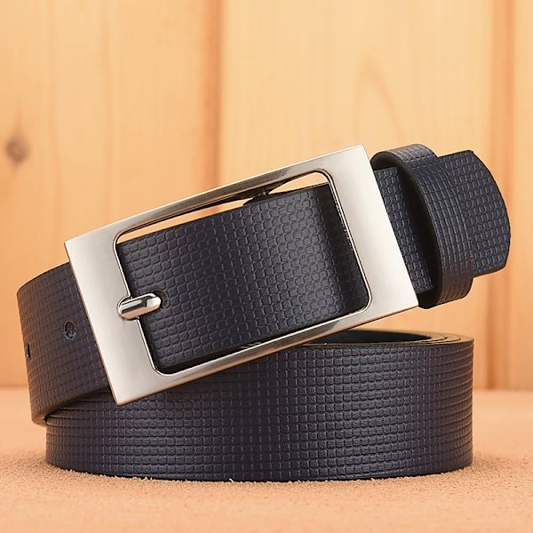 Designer vita bälten män högkvalitativt lädermode lyxigt manligt midjebälte Casual manligt pu läder prickband Ceinture Homme Navy 105CM