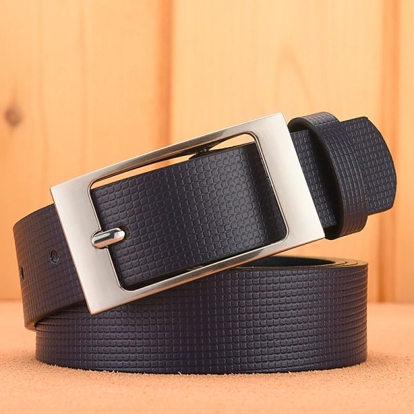 Designer vita bälten män högkvalitativt lädermode lyxigt manligt midjebälte Casual manligt pu läder prickband Ceinture Homme Navy 115CM