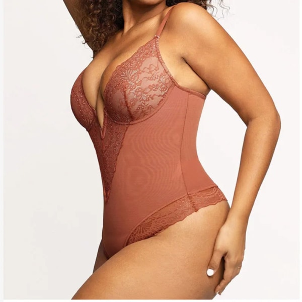 GUUDIA Silky Touch Layer Body 2 Layers Shapewear Öppen gren Jumpsuit Mjuk Slät Body Shaper Sexiga spetsbody white S