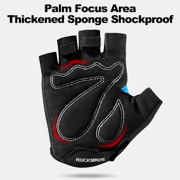 ROCKBROS Half Finger MTB Cykelhandskar Andas landsvägscykelhandskar i nylon Tunna Lätt Slitstark Fingerlös Fitness Vante S099 Blue L