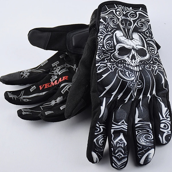 Sommar Motorcykelhandskar Hel Finger Motocrosshandskar Pekskärm Körning Mtb Moto Handskar För Dödskalle Brittisk Flagga Turnering Karta Red-Suomy XL