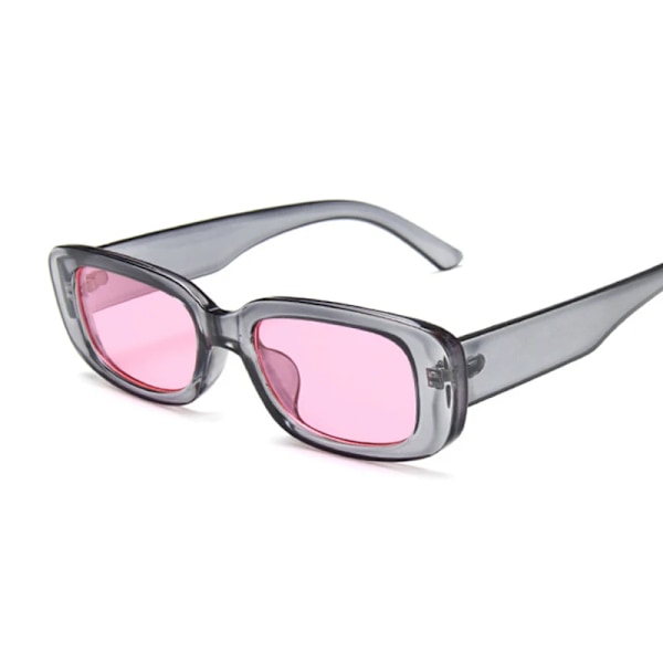 Vintage svart fyrkantiga solglasögon kvinna lyxmärke små rektangulära solglasögon kvinnlig gradient klar spegel Oculos De Sol Gray Pink