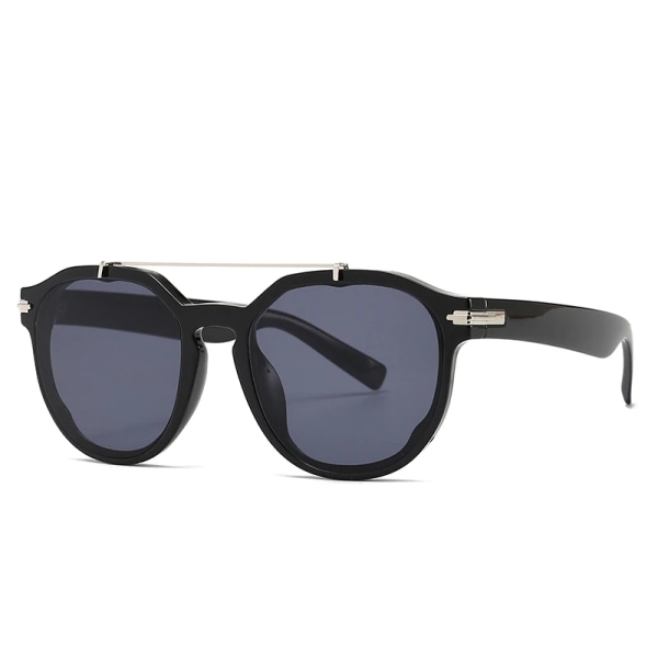 Peekaboo runda solglasögon uv400 kvinnligt mönster blå retro solglasögon för kvinnor unisex 2022 manliga accessoarer heta black as show in photo
