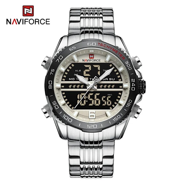 NAVIFORCE Top Brand Lyx Watch Herr Vattentät Quartz Digital Led Man Klocka Militär Sport Rostfritt stål Man Armbandsur 9163 NA919506 without box