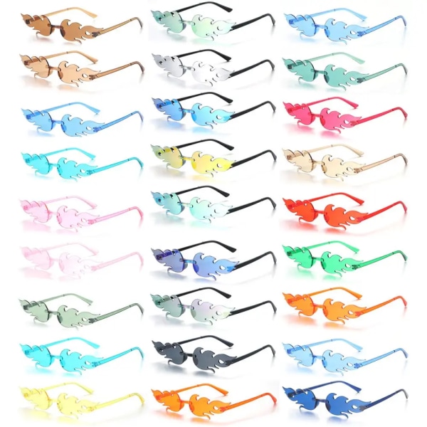 Fire Flame Solglasögon för kvinnor Trendiga båglösa solglasögon Nyhet PC-båge UV400 Solglasögon Party Cosplay Glasögon C15