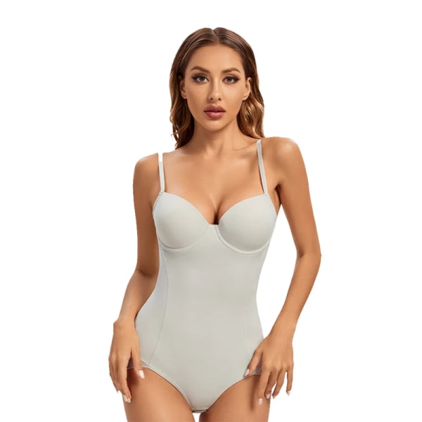 Sexiga underkläder Slim Silk Solid Shapewear för kvinnor Släta mjuka bodysuit Buken Shaper Underkläder Underkläder Black Naken Grey Bodysuit XXL