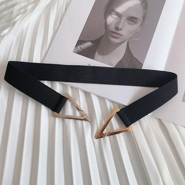 Kvinnors brett bälte Kvinnlig Designer Mode Elastiskt band Klänning Jacka Lyxigt Bälte Tillbehör för kvinnor Brett bälte x218 Style 4-Black 60cm