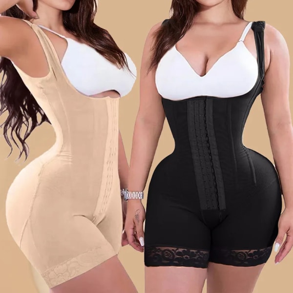 Högkompression kvinnor Korsett bantning Shapewear Postoperativ waist trainer Butt Lifter Body Shaper Fajas Colombianas gördlar Black L