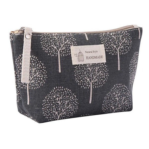 Kvinnor Liten Canvas Sminkväska Rese Kosmetisk Påse Toalettväska för Kvinnor Bärbar Sminkväska Tvättväska Påse Kit Organizer coffee