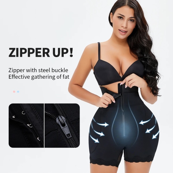 Butt Lifter Shapewear Helkroppsformare Underkläder Falska skinkor Underkläder Höftkuddar Enhancer Shapwear Korta remmar Smalare midja Black M