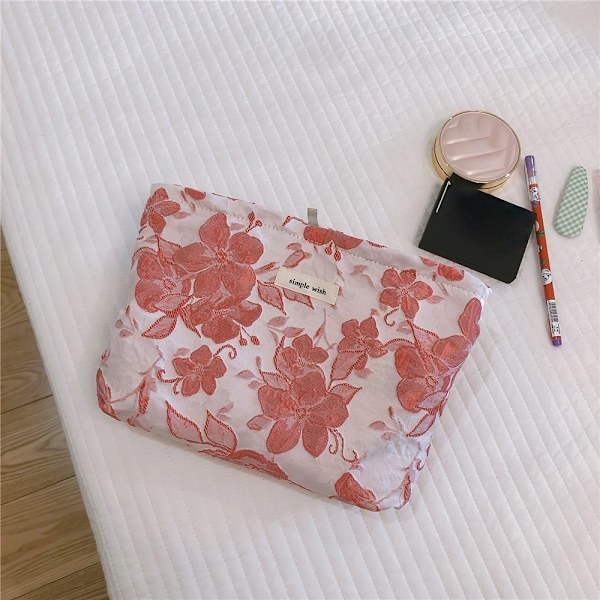 Canvastyg Damkosmetikväska Dam Clutch Nytt blommiga sminkväskor Rese sanitetsbinda Organizer Förvaringspåse H