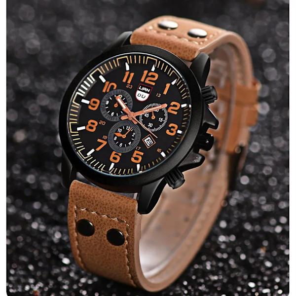 Män Quartz Watch Mode Enkel Business Bälte Quartz Watch For Men Watch Student Armbandsur Sport Icke mekanisk Deep brown