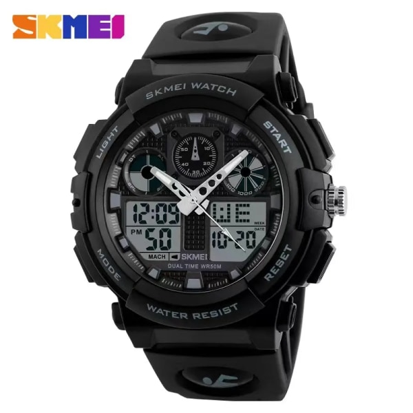 SKMEI Sports Watch Herr Digital Double Time Chronograph Watches 50M Watwrproof Week Display Armbandsur Relogio Masculino 1270 black