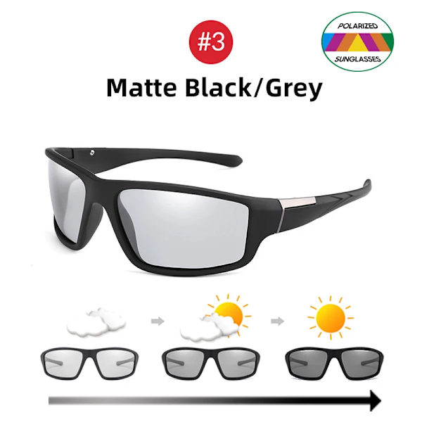 VIVIBEE Män Photochromic Solglasögon Svarta Sportglasögon Kvinnor Färgskiftande Polariserad körning 2022 Missfärgning Solglasögon 3 Black Grey As Picture