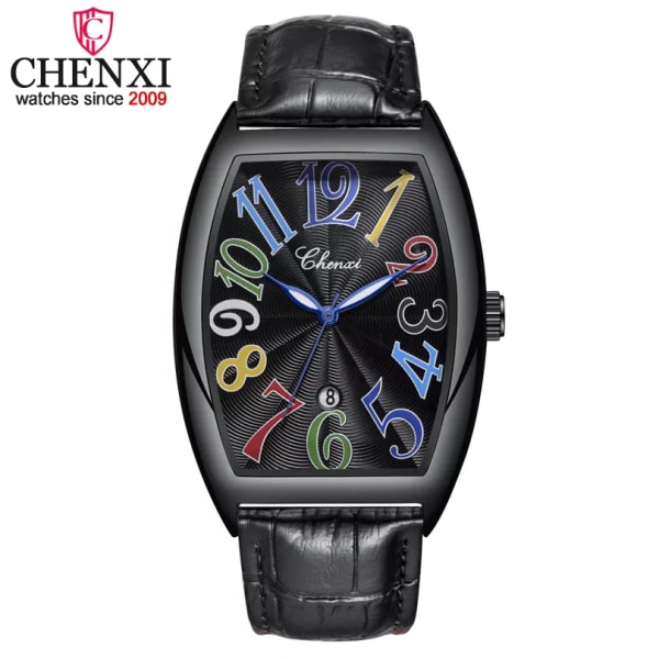 Ny CHENXI Top Märke Lyx Herrklockor Man Klockor Date Business Klocka Läderarmband Quartz Armbandsur Watch Present 8217 All Black