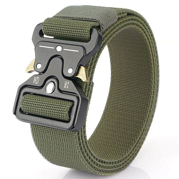 Äkta taktiskt bälte magnetiskt spänne snabbkopplingsbälte Casual Nylon Träningsbälte Herrbyxor Svart bälte 01 Elasticity green 45to47inch