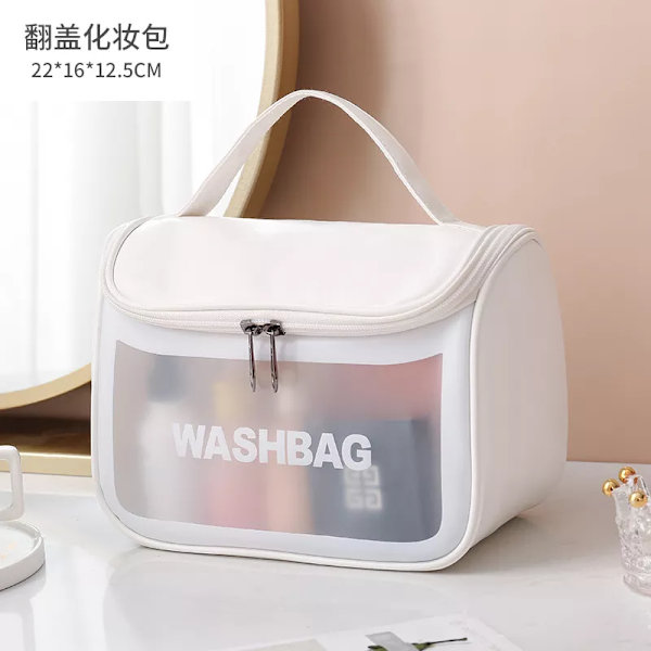 Resesmink Organizer Förvaring Badkar Toalett Tvättväska Transparent kosmetikväska PVC Kvinnor Dragkedja Genomskinliga sminkväskor Case Flap Pink
