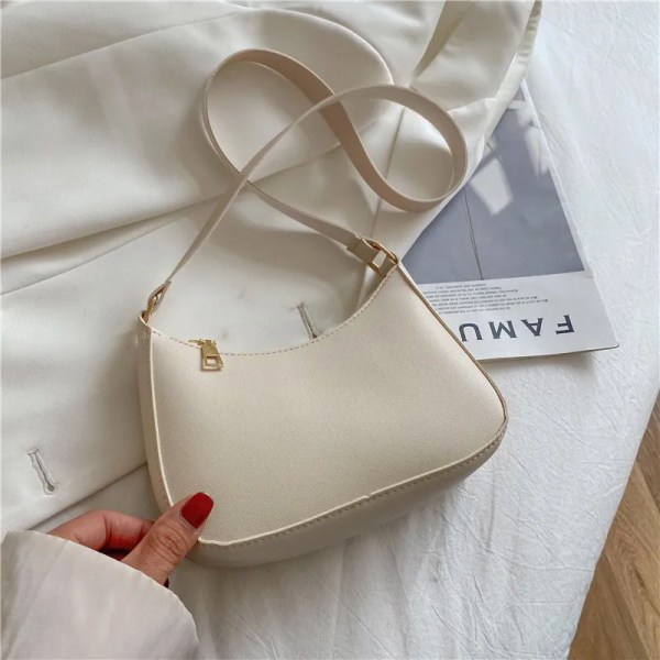 Nya handväskor för dammode Retro enfärgad PU-läder Axelväska Underarmsväska Casual Dam Hobos Handväskor Designerväska Khaki 20x17x6cm