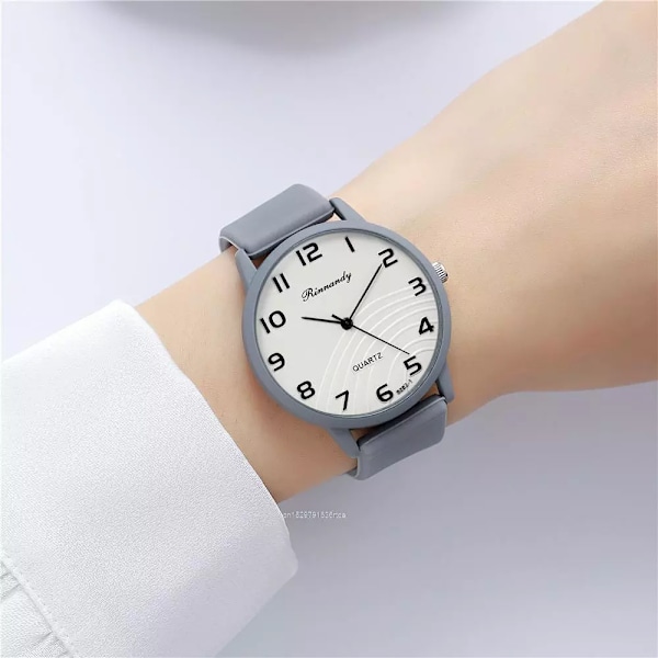 Mode Damklockor Fritid Grå Digital Enkel Watch Sport Silikonarmband Damklocka Armbandsur White