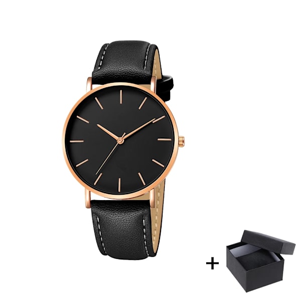 Watch 2022 Lyxmode Enkel Armbandsur Läder Guld Urtavla Casual Man Brecalet Quartz Clock Vip-länk för droppe 567 Black rose gold