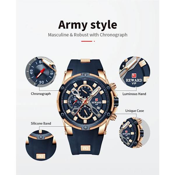 BELONING Nya kvartsklockor för män Lyxmärke Big Dial Watch Vattentät Sportarmbandsur Silikonband Kronografklocka Green