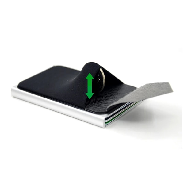 YUECIMIE Smal plånbok i aluminium med elasticitet på baksidan ID Kreditkortshållare Mini RFID-plånbok Automatisk pop-up case Deep Blue