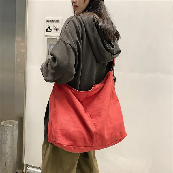 Kvinnor Canvas Axelväskor Stor kapacitet Tjock bomullstyg Böcker Handväska Tote Solid Crossbody-väska Stor reseväska för damer Beige White