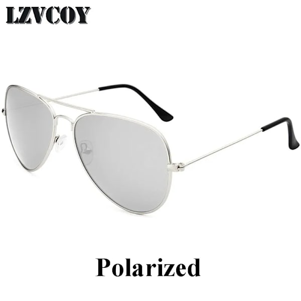 Mode polariserade solglasögon för kvinnor Män Retro Big Frame Beach Solglasögon Lady Pilot Solglasögon Kvinnliga körskydd för kvinnor Polarized Silver High Quality
