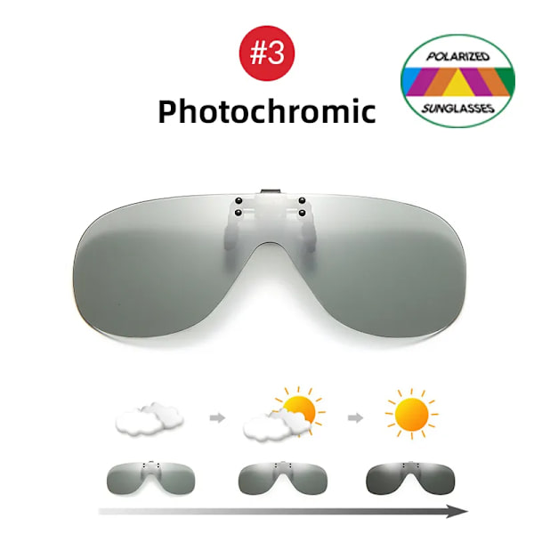 VIVIBEE Rimless Flip Up Clip On Solglasögon Män Kör UV400 Polariserad Spegel Röd Lins Fiske Stor storlek Fancy Design Glasögon 3 Photochromic Without Plastic Case