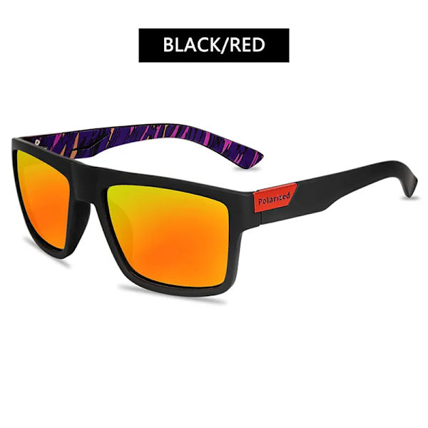 2023 Lyx polariserade solglasögon Män Kvinnor Mode Kvadratisk Man Solglasögon Vintage Körning Fiske Glasögon Sport Skärmar UV400 Black Red Polarized