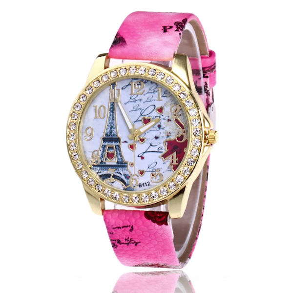 Nya Lyxiga Damklockor Mode Eiffeltornet Diamant Damklocka Flickor Vackert watch Damklänning Klocka Watch Gray