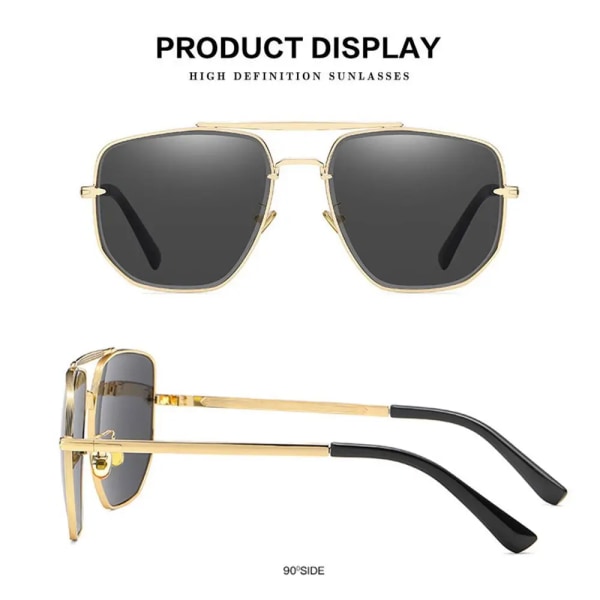 Polariserade solglasögon för män Mode Metall Anti-bländning Solglasögon Solglasögon UV400 Skydd Gradient Solglasögon Gold Black