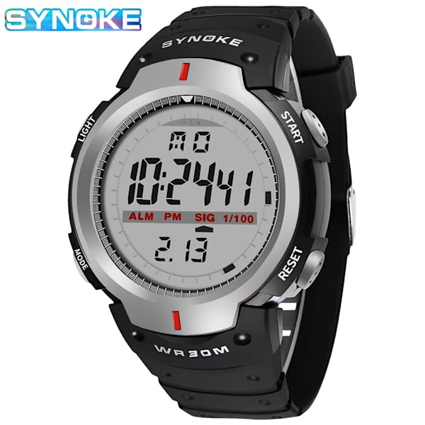 Vattentät watch herr Stor urtavla Bakgrundsbelysning Digitala klockor för män Kronograf Militärarmbandsur Watch Montre Homme Silver