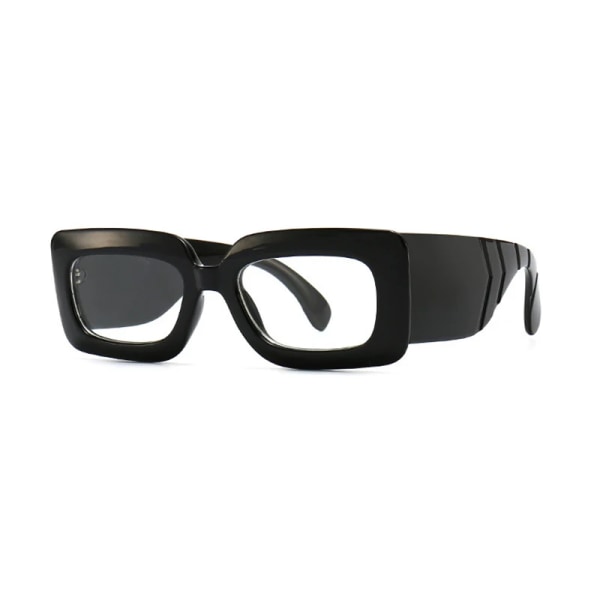 RUOBO Brand Designer Små rektangulära Pythons Grain Solglasögon för kvinnor Retro Dammode utomhussolglasögon Oculos De Sol Black-Transparent Acrylic Frame