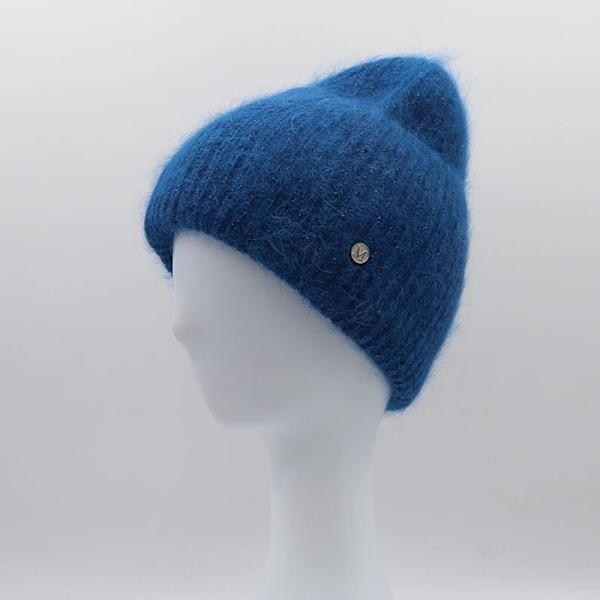 Ins Solid Shiny Color Beanies SkulliesLetter Kvinna Fluffig Vinterhatt För Matchande Varm Mjuk Present letter logo10