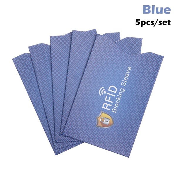 5 st Ny stöldskydd för RFID-kreditkortsskydd Blockerande korthållare ärm Hudfodral Case Case blue