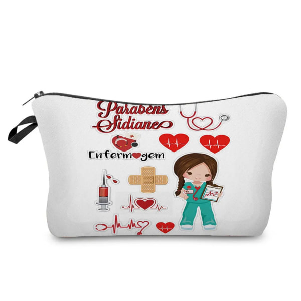 Värmeöverföring Organizer Pennfodral Tecknad Tandläkare Sjuksköterska Print Kosmetiska väskor Mode Kvinnor Designer Sminkväska hz4538 Nurse Bag