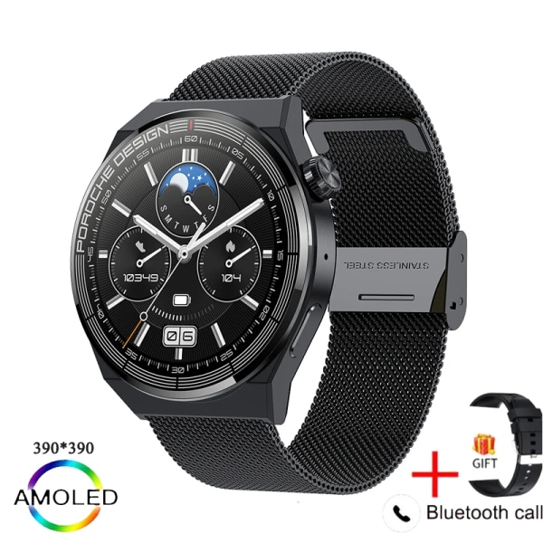 Ny watch GT3 Pro Smart Watch Herr NFC Vattentät Sport Fitness Tracker Bluetooth Call Smartwatch Man för HUAWEI Android IOS black mesh belt