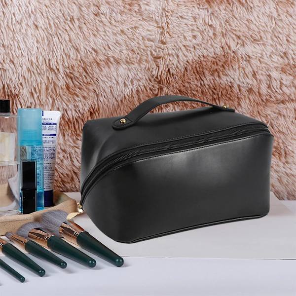 New Ins bärbar sminkväska med stor kapacitet kosmetisk väska för kvinnor Vattentät case Flerfunktions toalettartiklar Organizer Black-no logo About 23.5X10X11cm